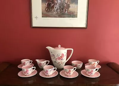Buy Vintage Crown Devon Karen Pink Floral Coffee Set Mid Century - 15 Pieces • 44.99£