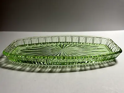 Buy Depression Green Crown Glass Vintage Arch Design Rim Sandwich Serving Plate • 9.45£