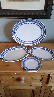 Buy Antique Keeling & Co Losol Ware Flow Blue Ormonde Set Of 4 Serving Plates • 30£