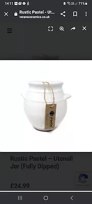 Buy Verano Spanish Ceramic Rustic Utensil Jar 20cm High Hand Crafted New White £25 • 8£