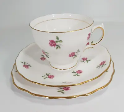 Buy Colclough Trio Ditsy Pink Rose Afternoon Tea Cafe Cup Saucer Plate Cottagecore • 10£