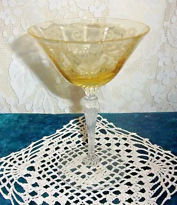 Buy 1930's Fostoria VERSAILLES Etched Topaz Yellow 6 Inch Champagne Goblet • 21.73£