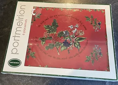 Buy Vintage Portmeirion Holly And Ivy Christmas Red Placemats X 6 • 20£