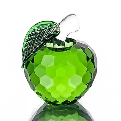 Buy Crystal Apple Paper Weight Art Glass Fruit Figurines Green Apple Decor Ornament • 13.99£