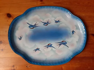 Buy Vintage Bluebird Of Happiness Palissy Platter 12 X 9 Inches • 10£
