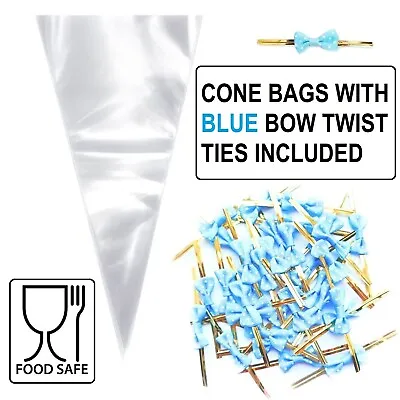 Buy Clear Cellophane Cone Sweet Bags Small Large Sweetie Party Bag Gift Cones + Bows • 52.24£