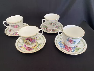 Buy DUCHESS Tea Party For 4 SET  Bone China England Gold Trim Floral Cup & Saucer • 38.35£