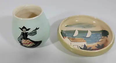 Buy 2 X Vintage Australian Art Pottery Hand Painted Vase & Bowl By Martin Boyd. AF • 27.88£