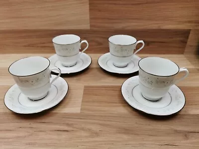 Buy 4 X Noritake Contemporary Fine China Essex Pattern Cups & Saucers • 13.99£