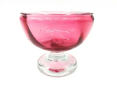 Buy Antique Cranberry Glass Pedestal Dessert Bowl Small Cocktail Bowl Tazza • 6.50£