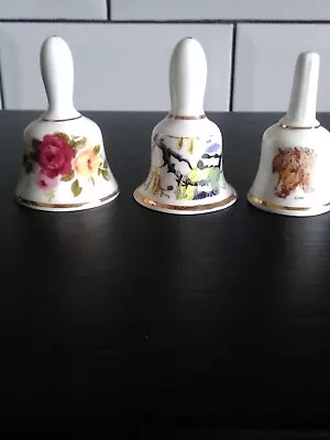 Buy 3 Miniature Bone China Bells - Bird, Flowers, Shetland Pony - Ashleydale English • 7.95£