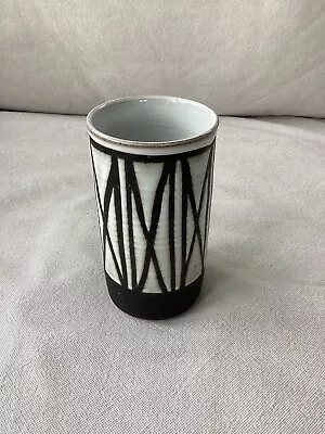 Buy Vintage Signed Tenby Studio Glazed Pottery Vase Black And White • 3.75£
