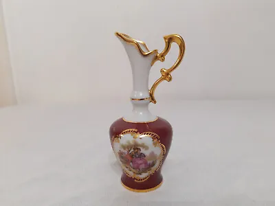 Buy Vintage Limoges Vase Jug Miniature Red Ceramic Vase Fragonard Courting Couple • 14.95£