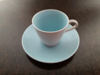 Buy Poole Pottery Twintone Sky Blue And Dove Grey Tea Cup And Saucer • 5£