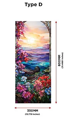 Buy Stained Glass Window Film - Floral Design - Multicoloured - Easy Apply - No Glue • 13.99£