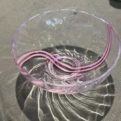 Buy Caithness Glass Bowl With Pink Swirl Stripe Design Fruit Bowl, Sweet Bowl Ect • 13£