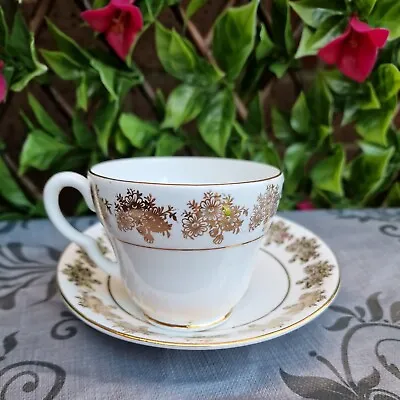 Buy Vintage Stanley China Gold Filigree Fliral Pattern Tea Cup Saucer Duo  • 8£