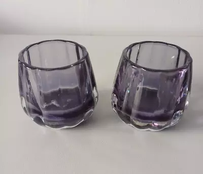 Buy 2 X Blue Grey Dual Glass Candle Holders 2000s Tealights Thick Bottoms • 7.50£