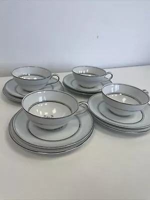 Buy Noritake China Stanton 5407  Trios Tea Cups Saucers Side Plates - Set Of 4 • 30£