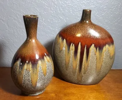 Buy Art Drip Glazed Pottery Vases Set Of 2- Excellent Condition  • 26.95£