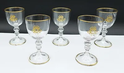 Buy MUSEUM French Baccarat Crystal Beauvais Liquor Glasses Gold Trim & Rim Set Of 5 • 695.46£