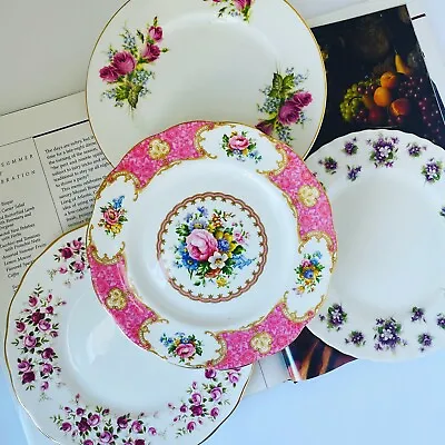 Buy 4 Bone China Floral Salad Dessert Plate Made In England Royal Albert Duchess • 81.64£
