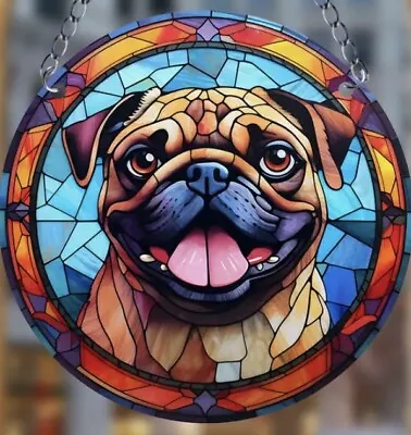 Buy PUG 1 Dog Lover SUN Suncatcher Plaque Gift Birthday Present STAINED GLASS Window • 8.95£