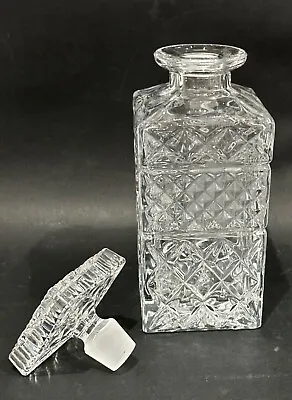Buy Heavy Vintage Cut Glass Square Crystal Decanter With Matching Square Stopper • 3.99£