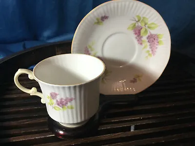 Buy Vintage Queens Rosina Fine Bone China Tea Cup And Saucer Fluted Lilac Flower • 16.28£