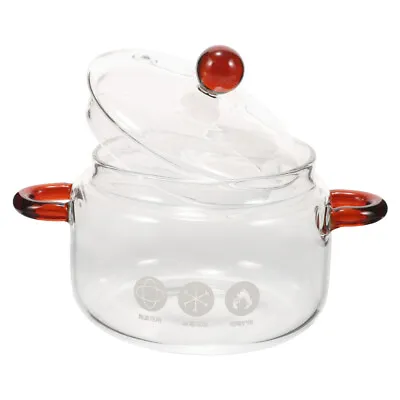 Buy Glass Cooking Pot With Lid Heat Resistant Glass Saucepan Glass Cookware Pot • 13.59£