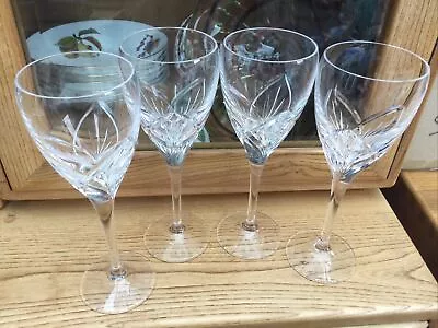 Buy Four Edinburgh Crystal Broughton White Wine Glasses 18cm Signed 1st Quality • 32£