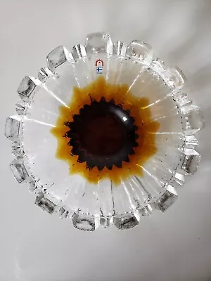 Buy Humppila Finland 'Northern Lights/ Art Glass Raised Dish Sunflower 10.5  • 37.27£