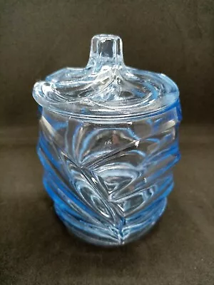 Buy Vintage  Blue CutGlass Jam Pot.  • 10£