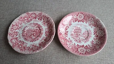 Buy Vintage Alfred Meakin China Saucers X2 Red  The Courtship  &  Homeland  Patterns • 4.50£