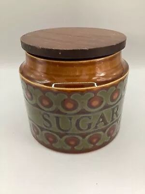 Buy Vintage 1970s Brown Hornsea Bronte Sugar Jar With Wooden Lid Retro MCM • 10£