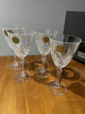 Buy Cristal De France - 24% Lead Crystal Wine Glasses X4 Set Vintage Cut Glass • 12.50£