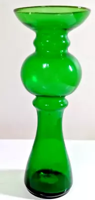 Buy 1970's Scandinavian / Romanian / Japanese/ Style Retro Green Hooped Glass Vase • 0.99£
