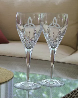 Buy Celtic  Trinity Knot Wedding Wine Glasses Galway Irish Crystal Made In Ireland • 84.10£