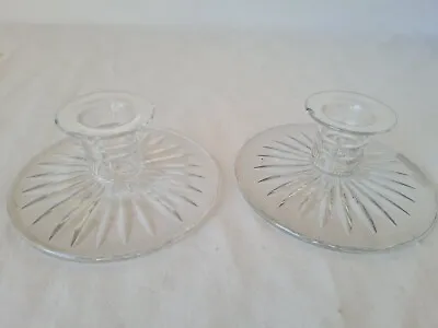 Buy Pair Tudor Crystal Footed Single Candle Holders Starburst Pattern Dressing Table • 7.50£