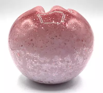Buy Vintage Fenton Style Pink Speckeld Glass Rose Bowl 3 1/4  • 23.23£