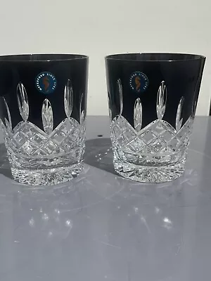 Buy 2 Waterford Crystal Lismore Black Double Old Fashioned Glasses  New No Box • 216.16£