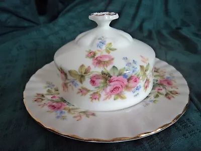 Buy Vintage Royal Albert Moss Rose China Round Butter Dish Fluted Edge Gold Trim • 18.99£