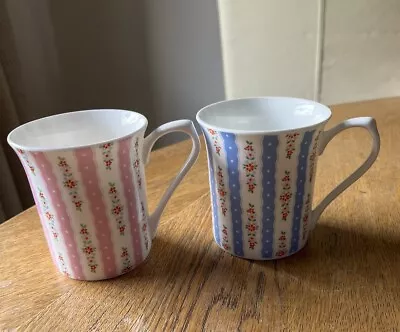Buy Cath Kidston By Queens Blue And Pink Floral Fine Bone China Mugs X 2 • 12.99£