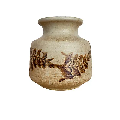 Buy Vintage 1970s Pottery Craft Robert Maxwell Vase Tan Brown Fern Motif Boho Decor • 26.85£