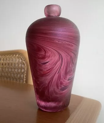 Buy Rare Vintage Midsummer Glassmakers Iridescent Cranberry Decorative Bottle Vase • 25£
