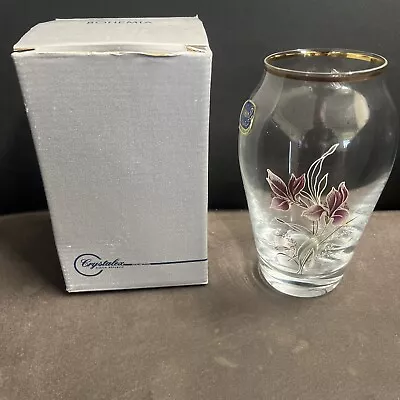 Buy Bohemia Crystalex Small Vase Floral Cristalline Made In Czech Republic Crystal   • 9.99£