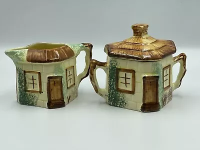 Buy Paramount Pottery Staffordshire Thatch Cottage Ceramic Milk Jug Sugar Bowl Set  • 16.50£