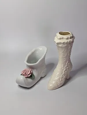 Buy Royal Creamware Collectable Ornament And Another One With Rose Miniature Shoes • 8£