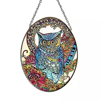 Buy Owl Suncatchers For Windows, Double-Side Hand Painted Stained Glass  • 28.81£