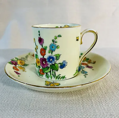 Buy Rare Vintage Crown Staffordshire Handpainted Hollyhock Pattern Cup And Saucer • 13.89£